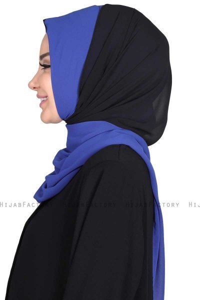 Ylva - Blue & Black Practical Chiffon Hijab