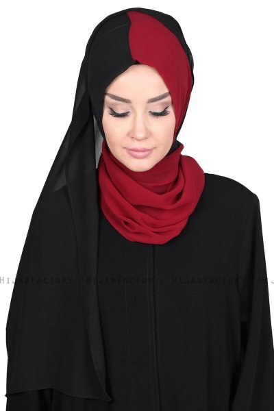 Ylva - Bordeaux & Black Practical Chiffon Hijab