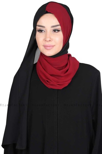 Ylva - Bordeaux & Black Practical Chiffon Hijab