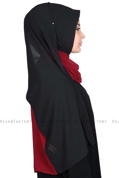 Ylva - Bordeaux & Black Practical Chiffon Hijab