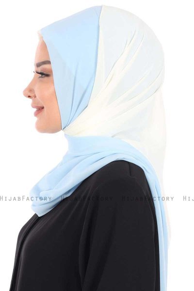 Ylva - Creme & Light Blue Practical Chiffon Hijab
