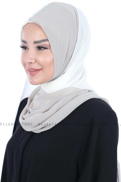 Ylva - Creme & Taupe Practical Chiffon Hijab