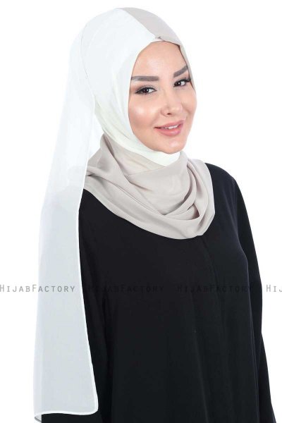 Ylva - Creme & Taupe Practical Chiffon Hijab