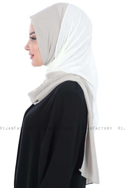 Ylva - Creme & Taupe Practical Chiffon Hijab