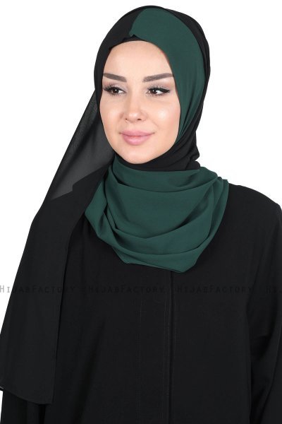 Ylva - Dark Green & Black Practical Chiffon Hijab
