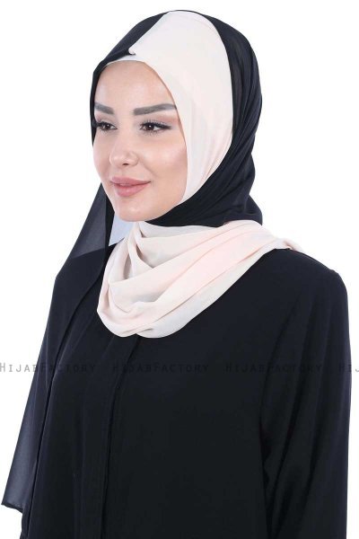 Ylva - Black & Beige Practical Chiffon Hijab