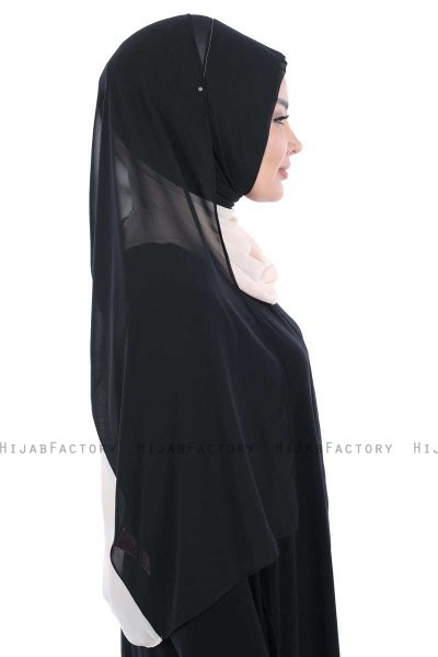 Ylva - Black & Beige Practical Chiffon Hijab