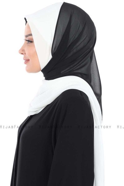 Ylva - White & Black Practical Chiffon Hijab