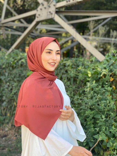 Zahra - Brick Red Crepe Hijab - Mirach