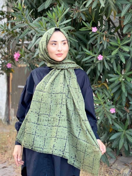 Zakiyah - Khaki Patterned Cotton Hijab