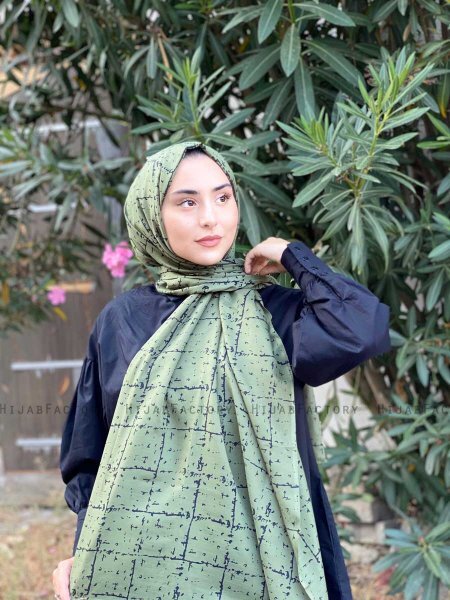Zakiyah - Khaki Patterned Cotton Hijab