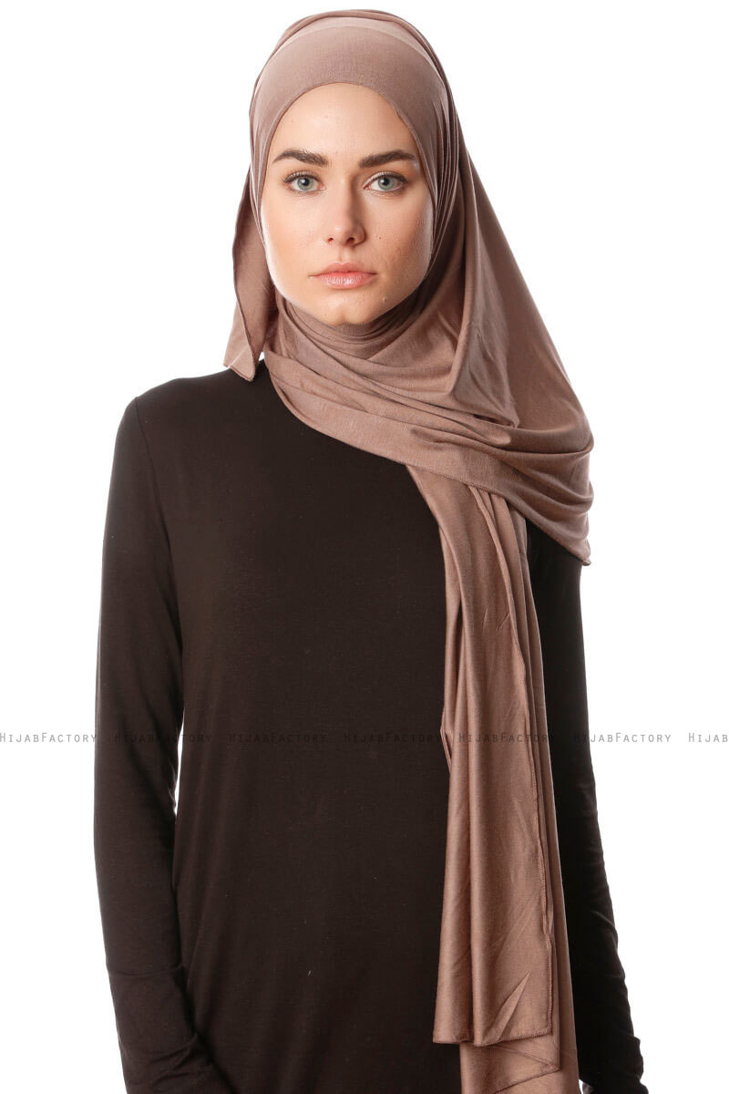Hijab Jersey Premium Melek - Dark Taupe Stretch Jersey shawl From